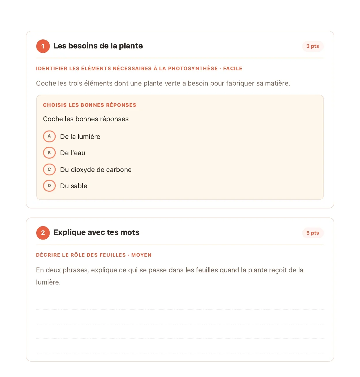 Exercices imprimables du test blanc Kozai avec espaces de réponse